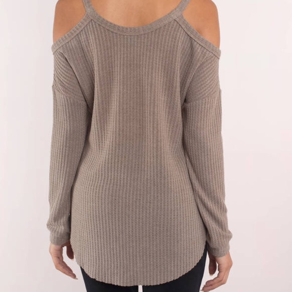 REBECCA TAUPE COLD SHOULDER TOP - Picture 3 of 8
